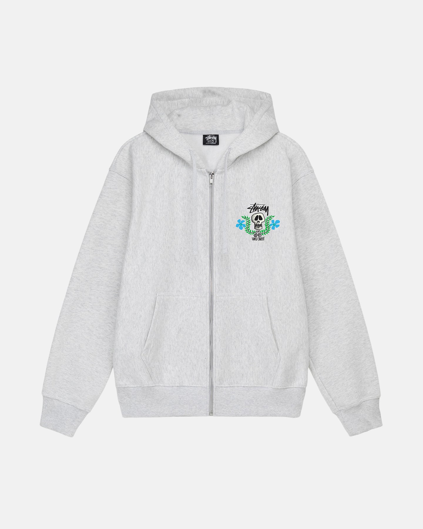 SKULL CREST ZIP HOODIE GREY