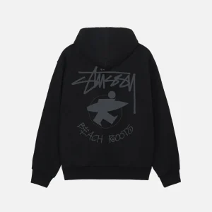 STUSSY BEACH ROOTS ZIP HOODIE – BLACK