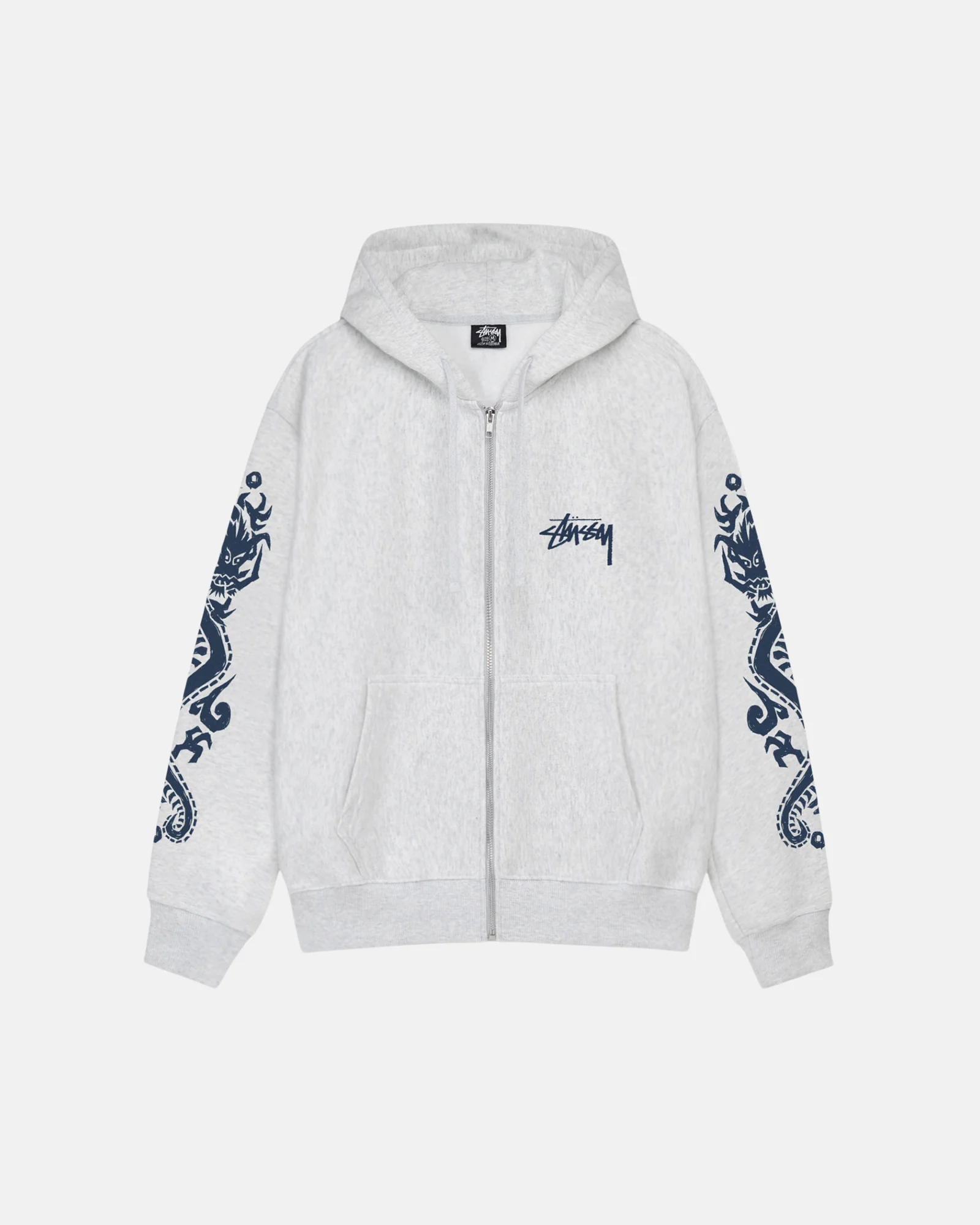 STUSSY DRAGONS ZIP HOODIE GREY