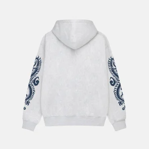 STUSSY DRAGONS ZIP HOODIE GREY