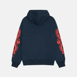 STUSSY DRAGONS ZIP HOODIE NAVY