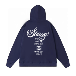 Stussy Cities Graphic Hoodie Navy Blue