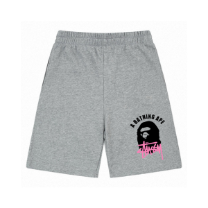 Stussy x BAPE Ape Head College Sweatshorts Grey