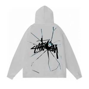 Stussy Shattered 8 Ball Hoodie Ash Heather